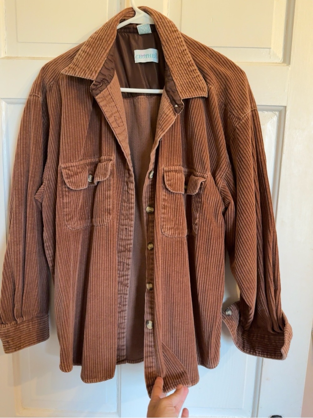 Vintage 90s Just Clothes Brown Wide Wale Corduroy Shacket Jacket 100% Cotton L